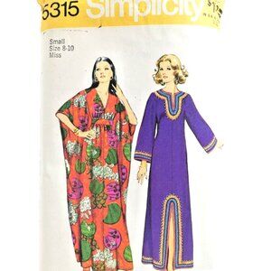 Misses Caftan Pattern DIY Simplicity Size Small 8-10 Uncut 2 Styles 1972 Leisure